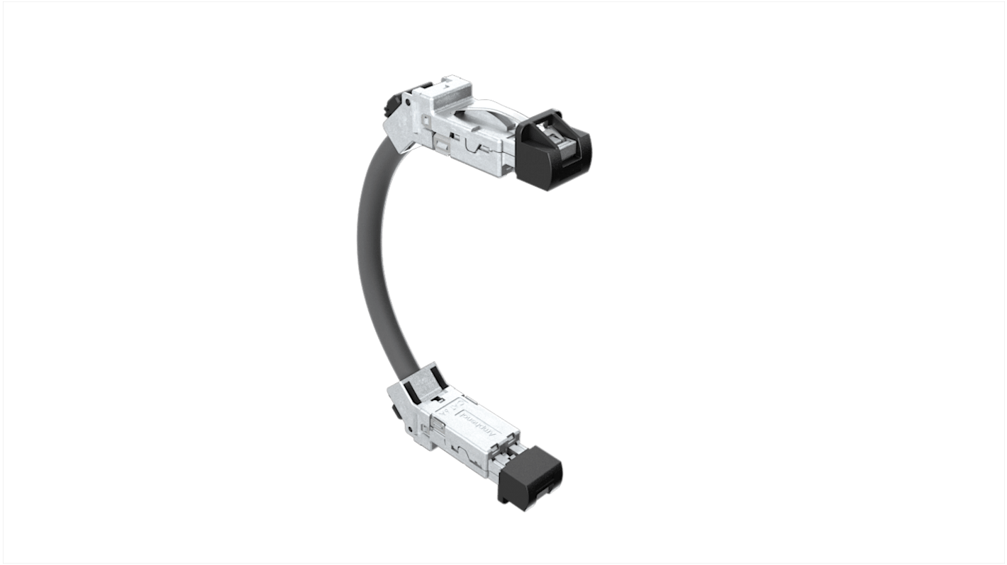 Amphenol Communications Solutions Ethernetkabel Cat.6a, 500mm, Schwarz Patchkabel, A RJ45 Stecker, B RJ45, Thermoplast