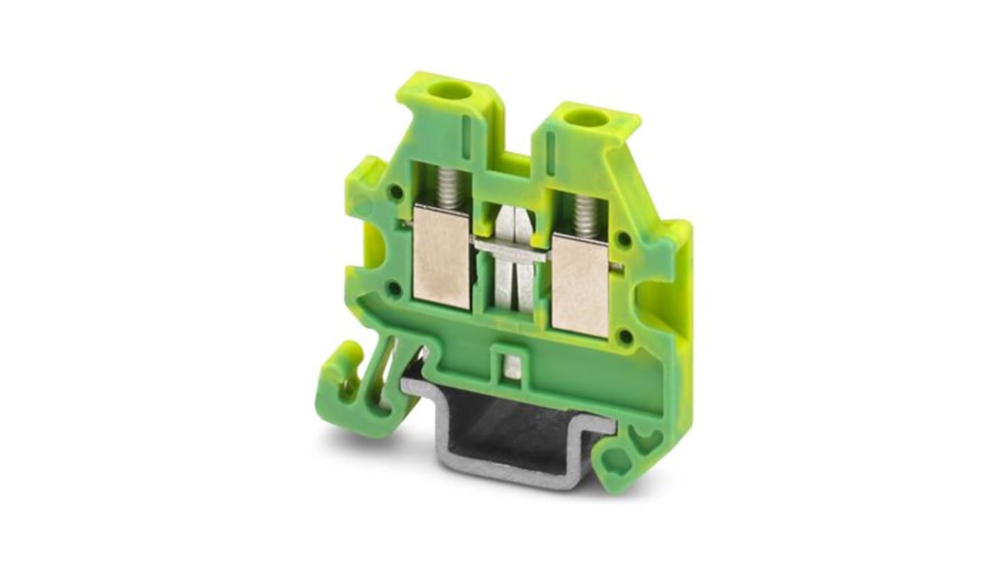 Phoenix Contact Green, Yellow Earth Terminal Block, 2-Level, Screw Termination