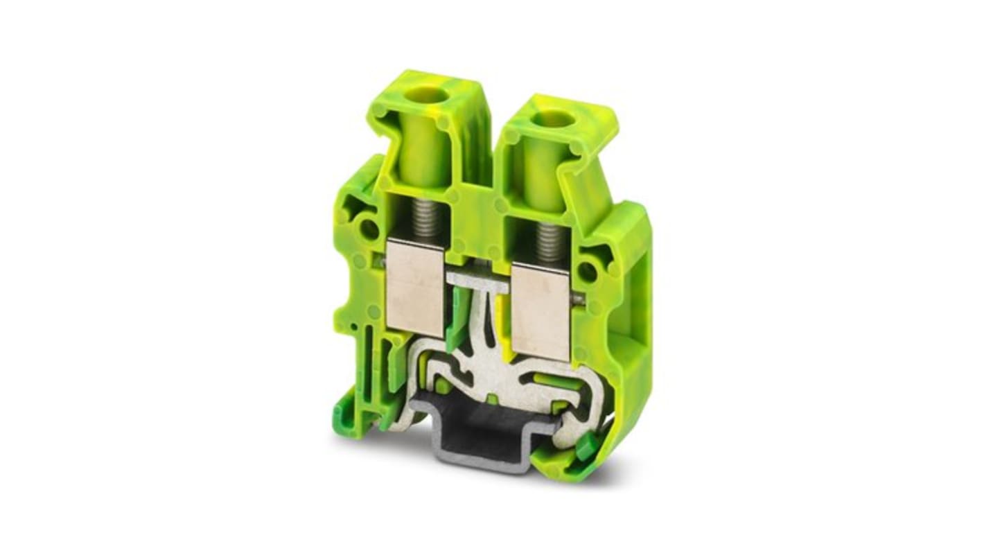 Phoenix Contact Green, Yellow Earth Terminal Block, 2-Level, Screw Termination