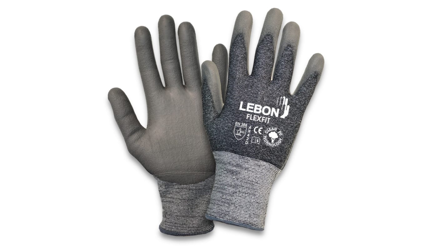 Guantes de Elastano, HPPE, Acero inoxidable, Poliamida Gris Lebon Protection serie FLEXFIT-11, talla 11, XXL, con