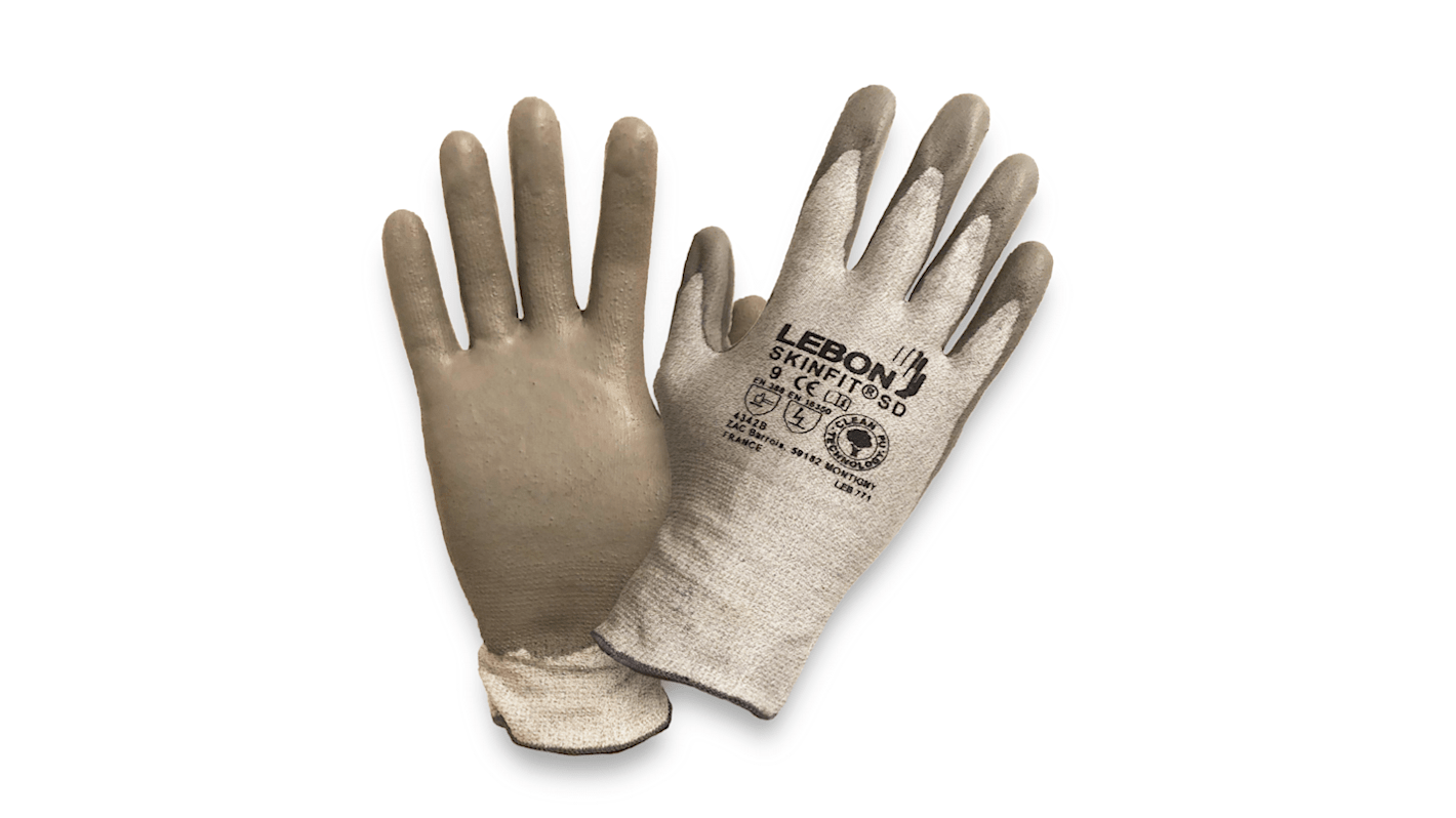 Guantes de Elastano, HPE Beige Lebon Protection serie SKINFIT/SD-10, talla 10, con recubrimiento de Poliuretano,