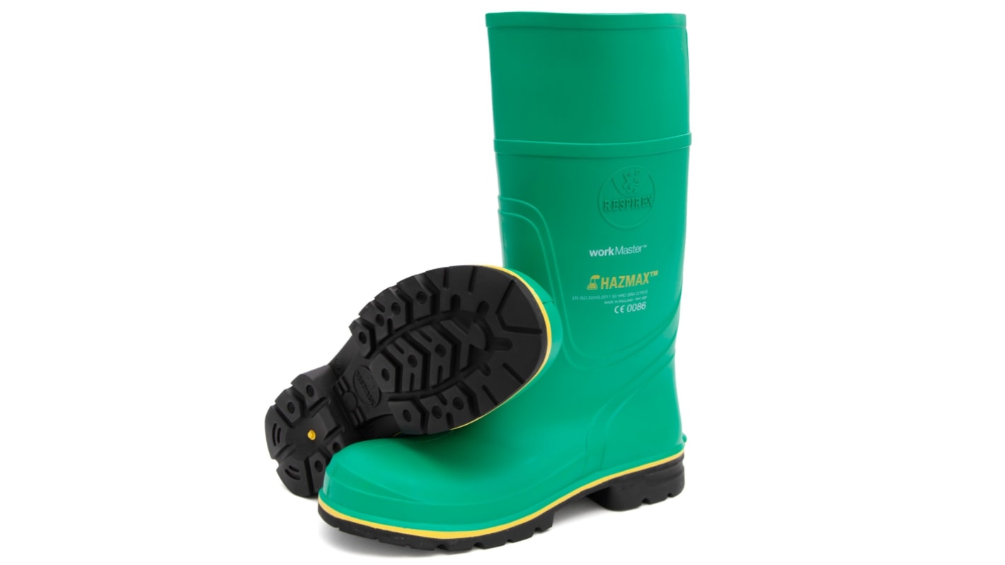 Respirex Hazmax Green Steel Toe Capped Unisex Safety Boots, UK 3
