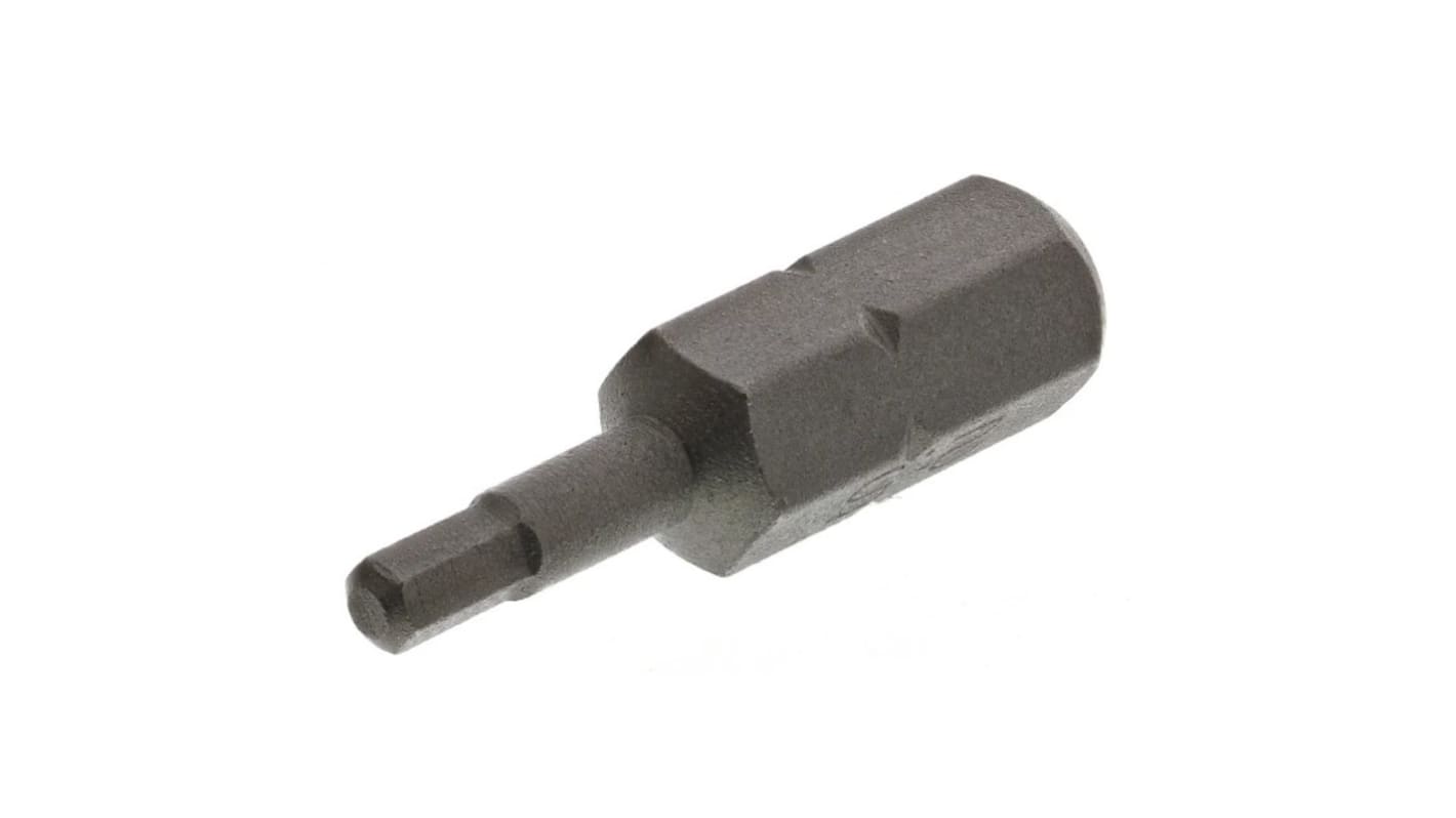 RS PRO Hexagon Screwdriver Bit, 2.5mm Tip, 1/4in Drive, 25mm Overall