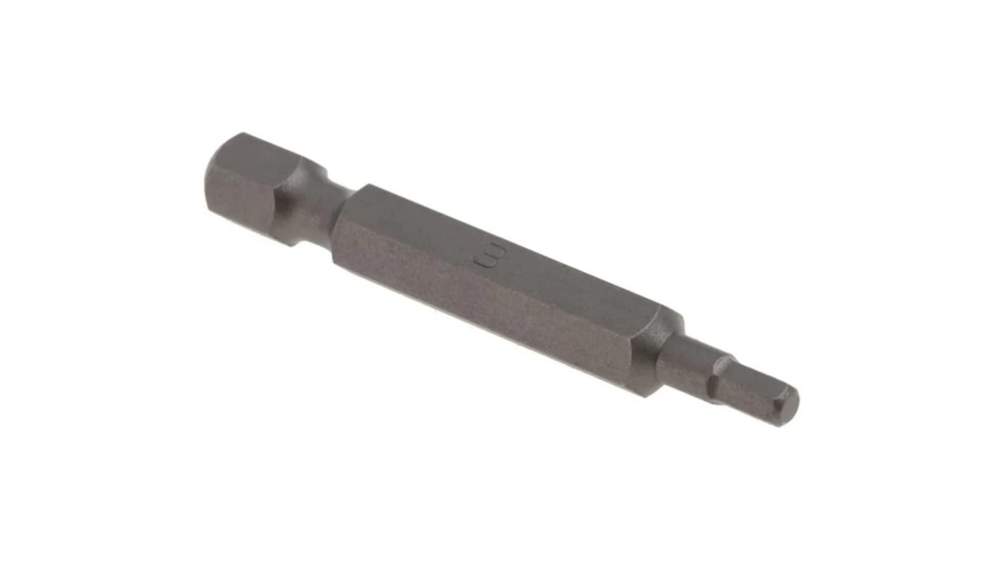 Punta de destornillador RS PRO, Hexagonal 3 mm de Acero al Cromo Molibdeno, 50 piezas