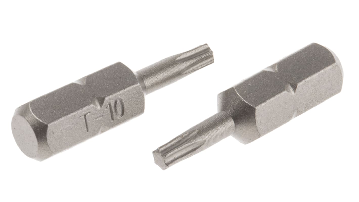 Końcówka wkrętakowa Torx T10 mm RS PRO dł: 25mm napęd: 1/4 cala 50 szt.