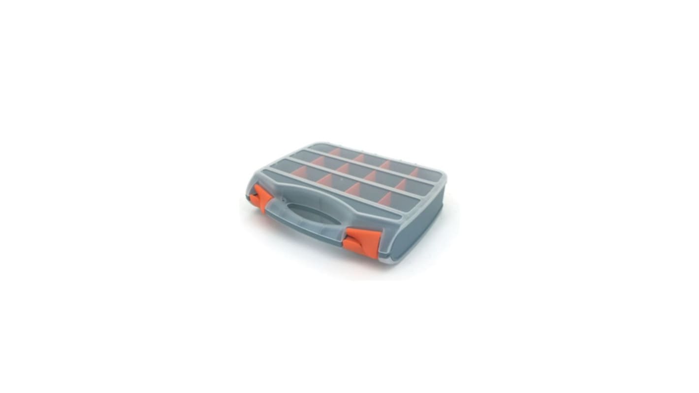 RS PRO 30 Cell Black, Orange Plastic Storage Box, 75mm x 310mm x 260mm