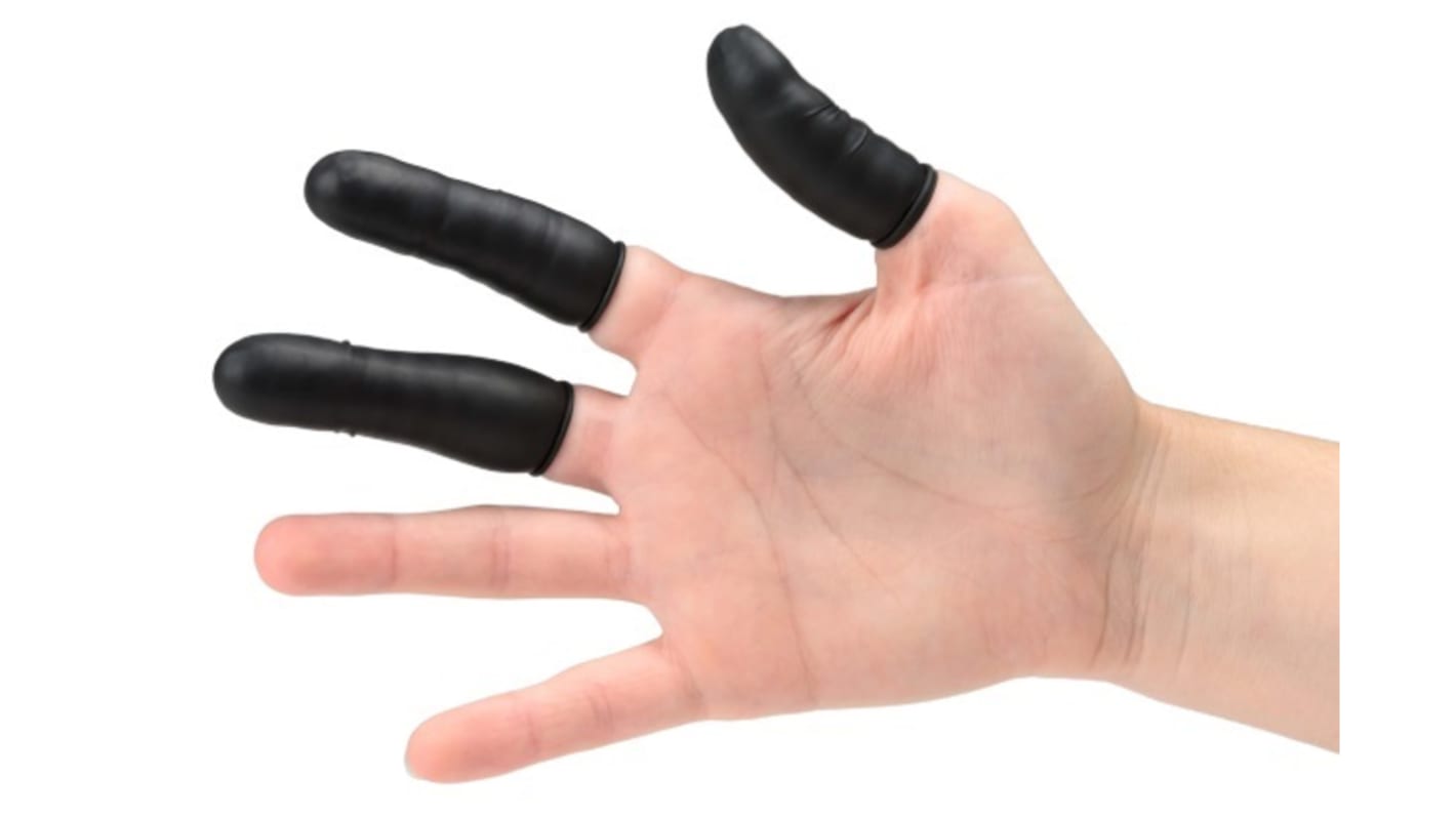 EUROSTAT Black Latex Finger Cots, Size L, 1440 per pack