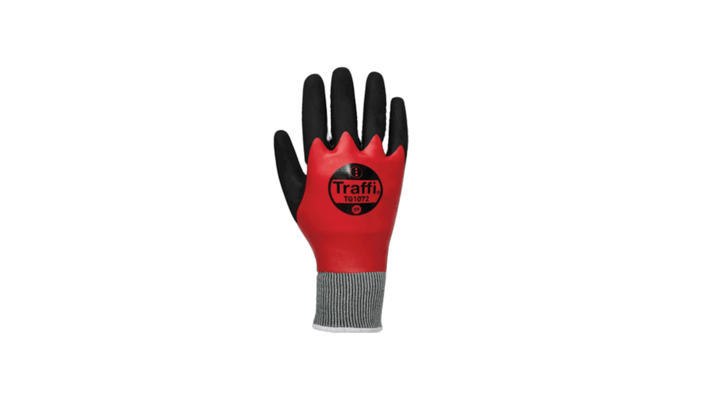 TG1072 Black/Red Acrylic, Nylon (Liner) Cut Resistant Gloves, Size 8, Medium, Nitrile Coating