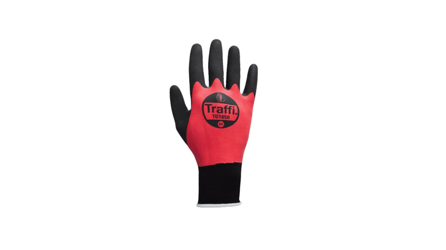 TG185009 Traffi TG1850 Black/Red Elastane, Nylon Safety Gloves, Size