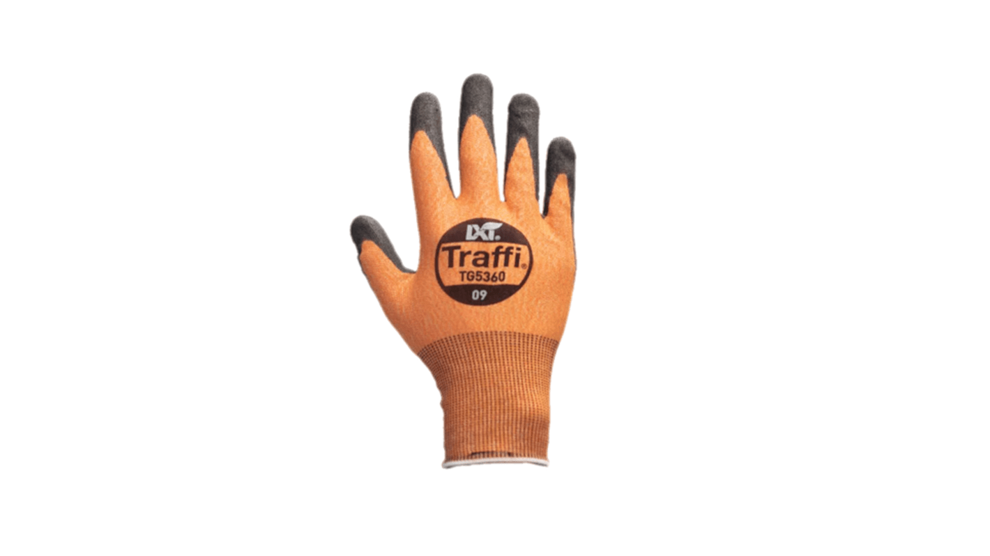TG5360 Black, Orange Elastane, HPPE, Nylon, Polyester Safety Gloves, Size 8, Medium, Polyurethane Coating
