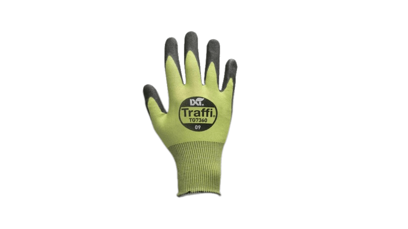 TG7360 Black, Green Elastane, HPPE, Nylon, Polyester Safety Gloves, Size 10, XL, Polyurethane Coating