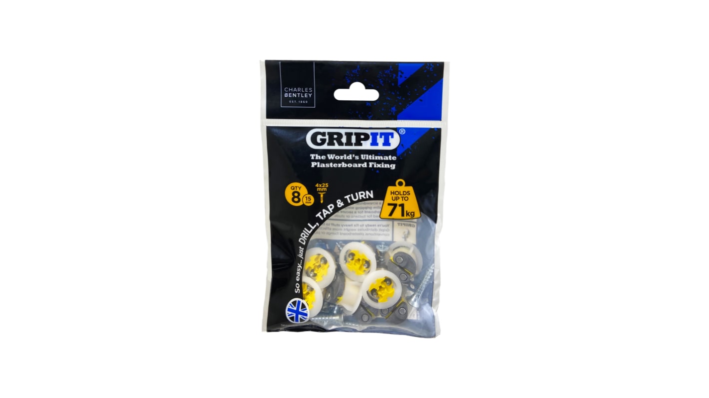 Cheville pour placoplâtre Gripit Plastique, acier, diamètre 15mm, longueur 100mm