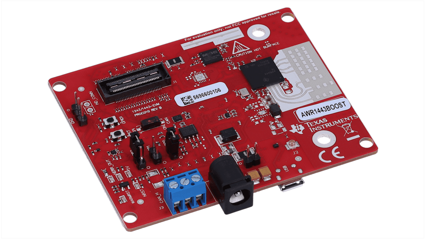 Kiértékelőkártya, AWR1443BOOST, Kiértékelőtábla, ARM Cortex,; AWR1443, AWR1443, 76 → 81GHz, Kiértékelőkártya, RF