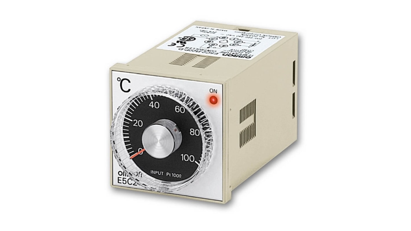 Controlador Omron serie E5C2, 48 x 48mm, 100 → 240 Vac, 1 entrada Termopar tipo J, 1 salida Relé
