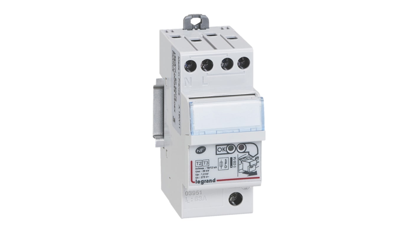 Legrand Single Phase Surge Arrester, 12kA, 1.2kV, DIN Rail Mount