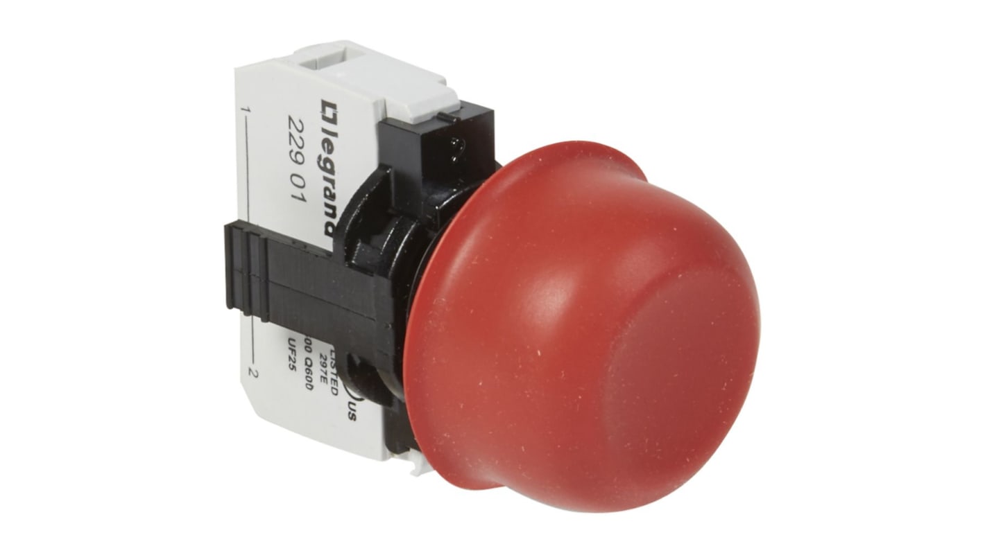Pulsador Legrand Osmoz, color de botón Rojo, 1, Montaje en Panel, IP67