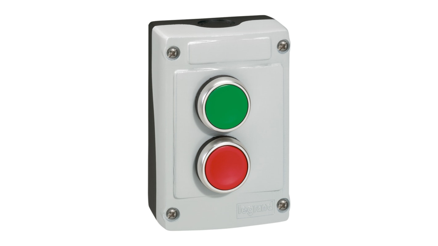 Legrand Push Button Control Station - 0 + NC, I + NO, Red/Green, IP66