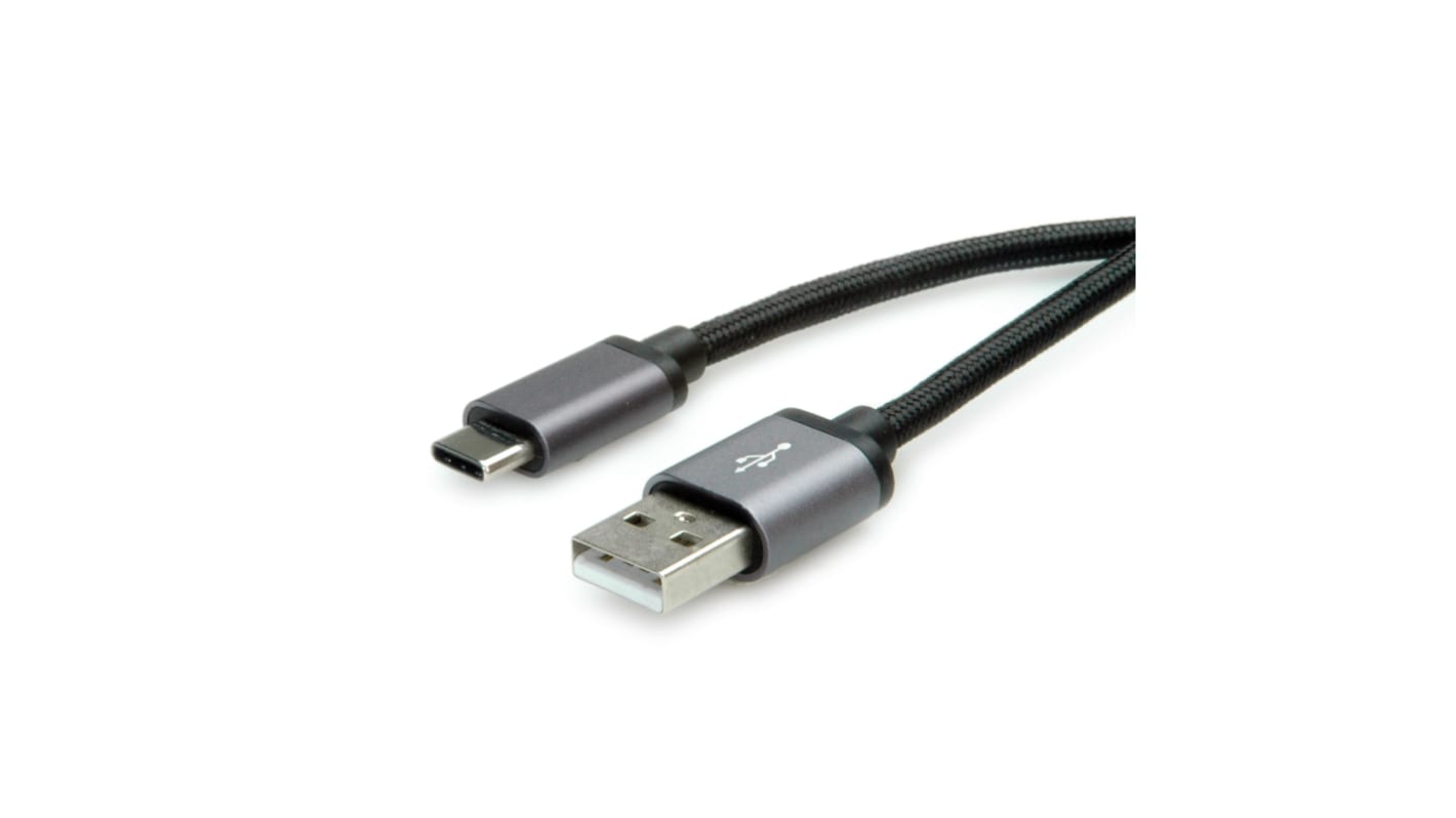 Roline USB 2.0 Cable, Male USB C to Male USB A Cable, 0.8m