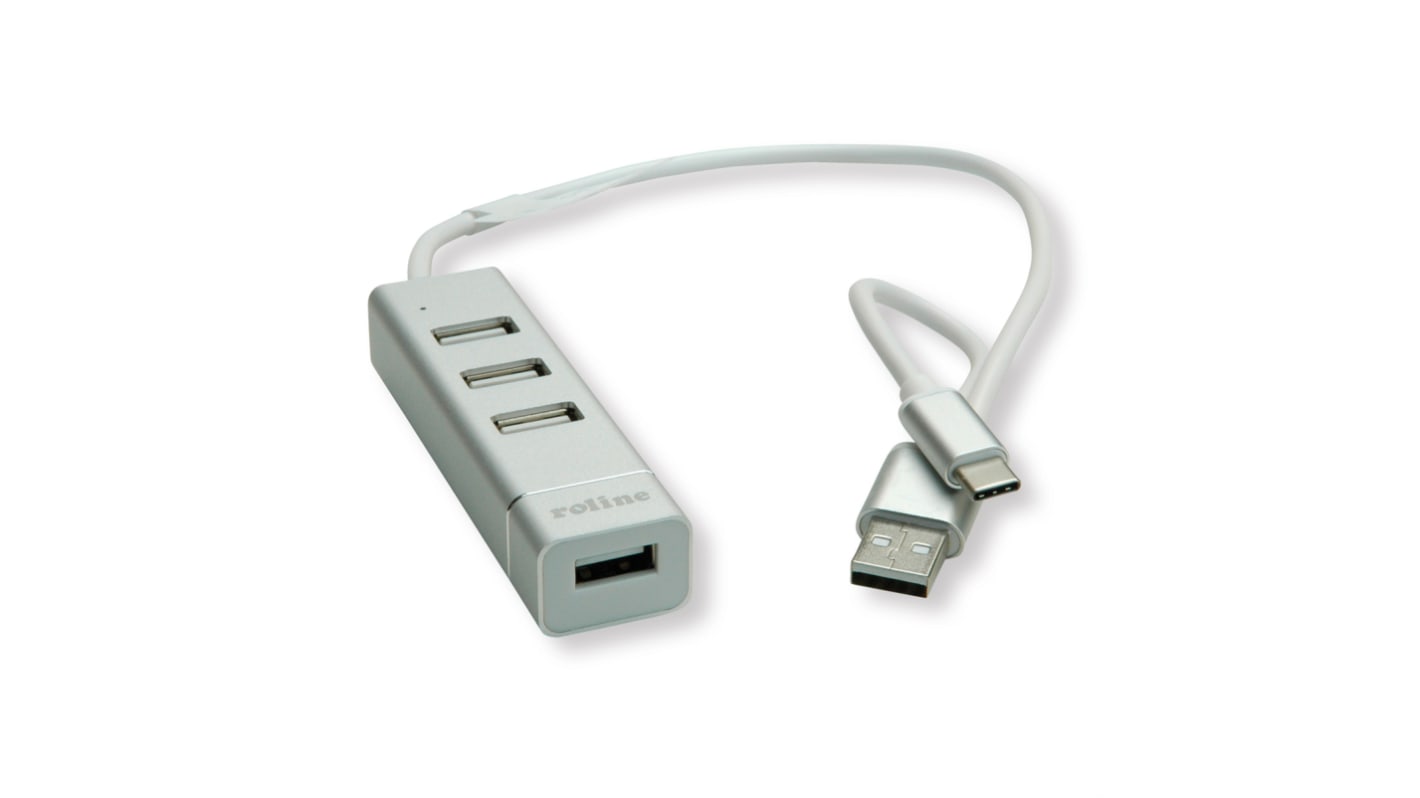 Hub USB USB 2.0 14.02.5037-10 USB 4 Magistrala USB USB A, USB C, Roline