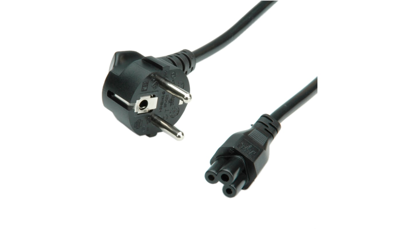 Roline Straight CEE 7/7 Plug to Straight IEC C5 Socket Power Cable, 1.8m