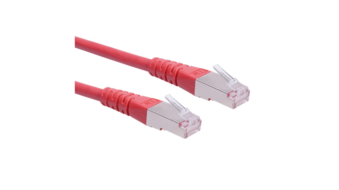 Roline Cat6 Straight Male RJ45 to Straight Male RJ45 Ethernet Cable, S/FTP, Red PVC Sheath, 300mm