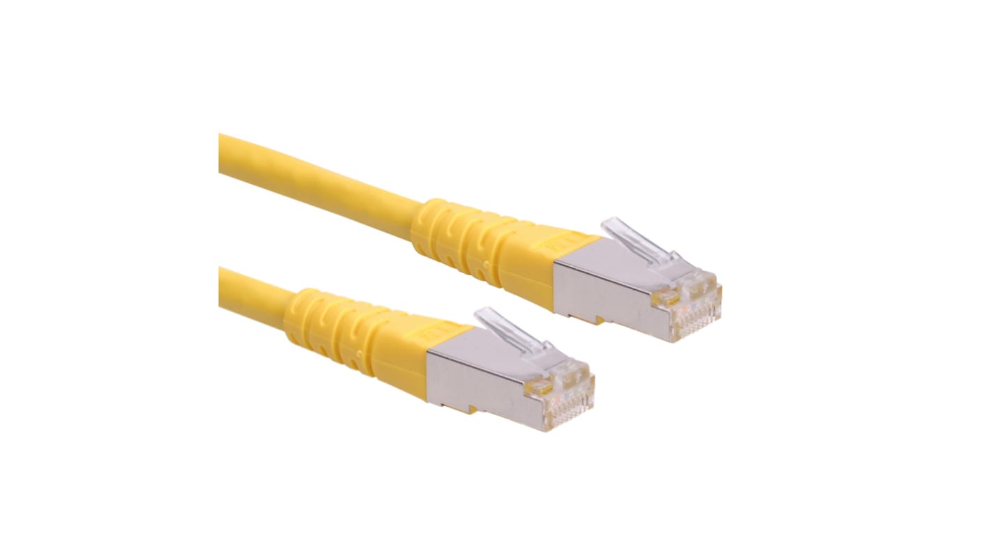 Câble Ethernet catégorie 6 S/FTP Roline, Jaune, 300mm PVC Avec connecteur Droit