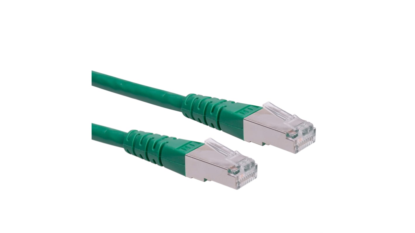 Roline Cat6 Straight Male RJ45 to Straight Male RJ45 Ethernet Cable, S/FTP, Green PVC Sheath, 300mm