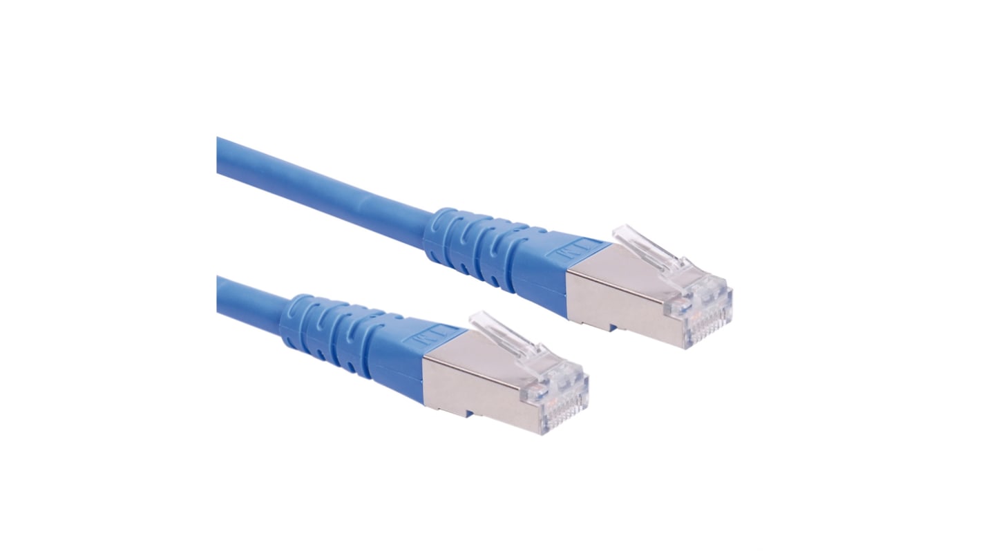 Câble Ethernet catégorie 6 S/FTP Roline, Bleu, 300mm PVC Avec connecteur Droit