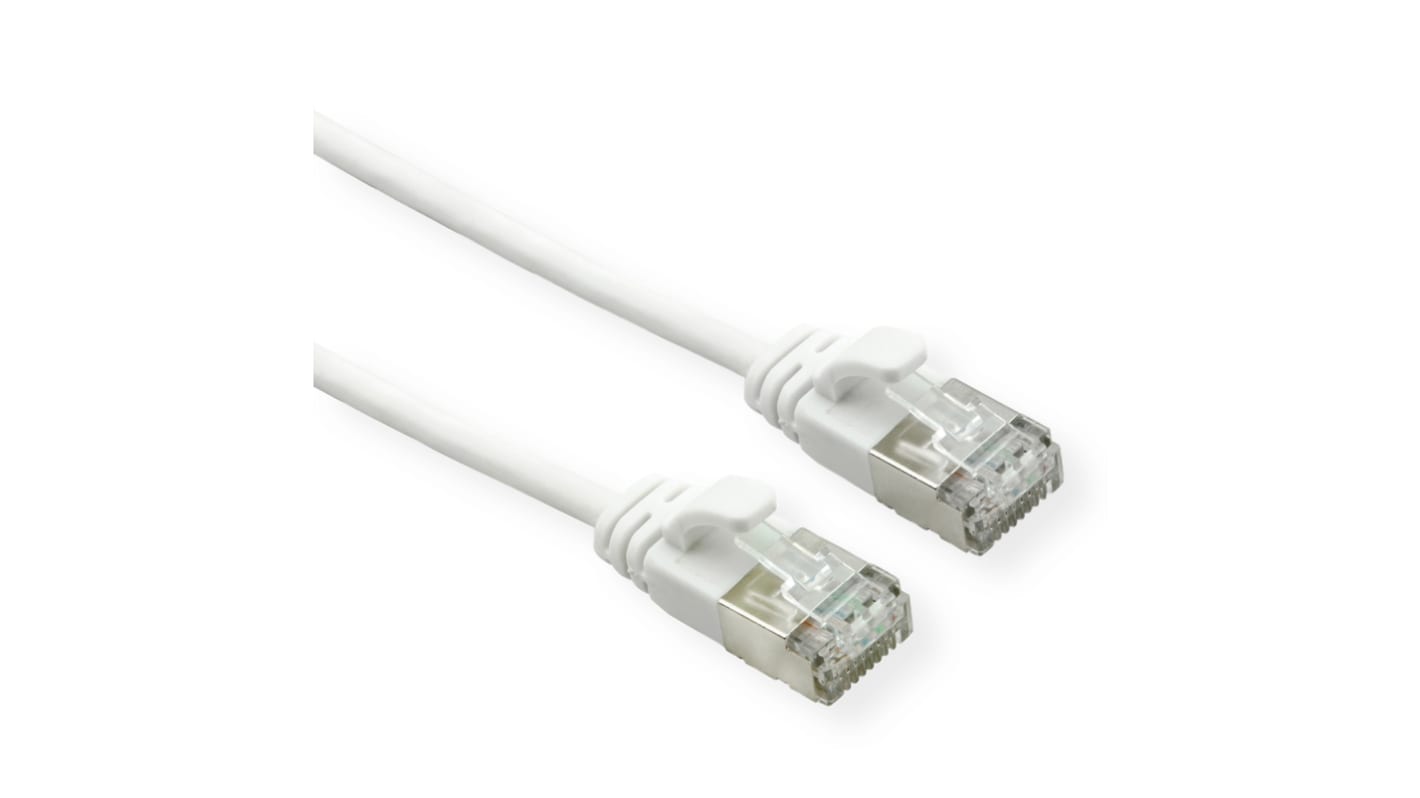 Roline Cat6a Straight Male RJ45 to Straight Male RJ45 Ethernet Cable, U/FTP, White LSZH Sheath, 1m