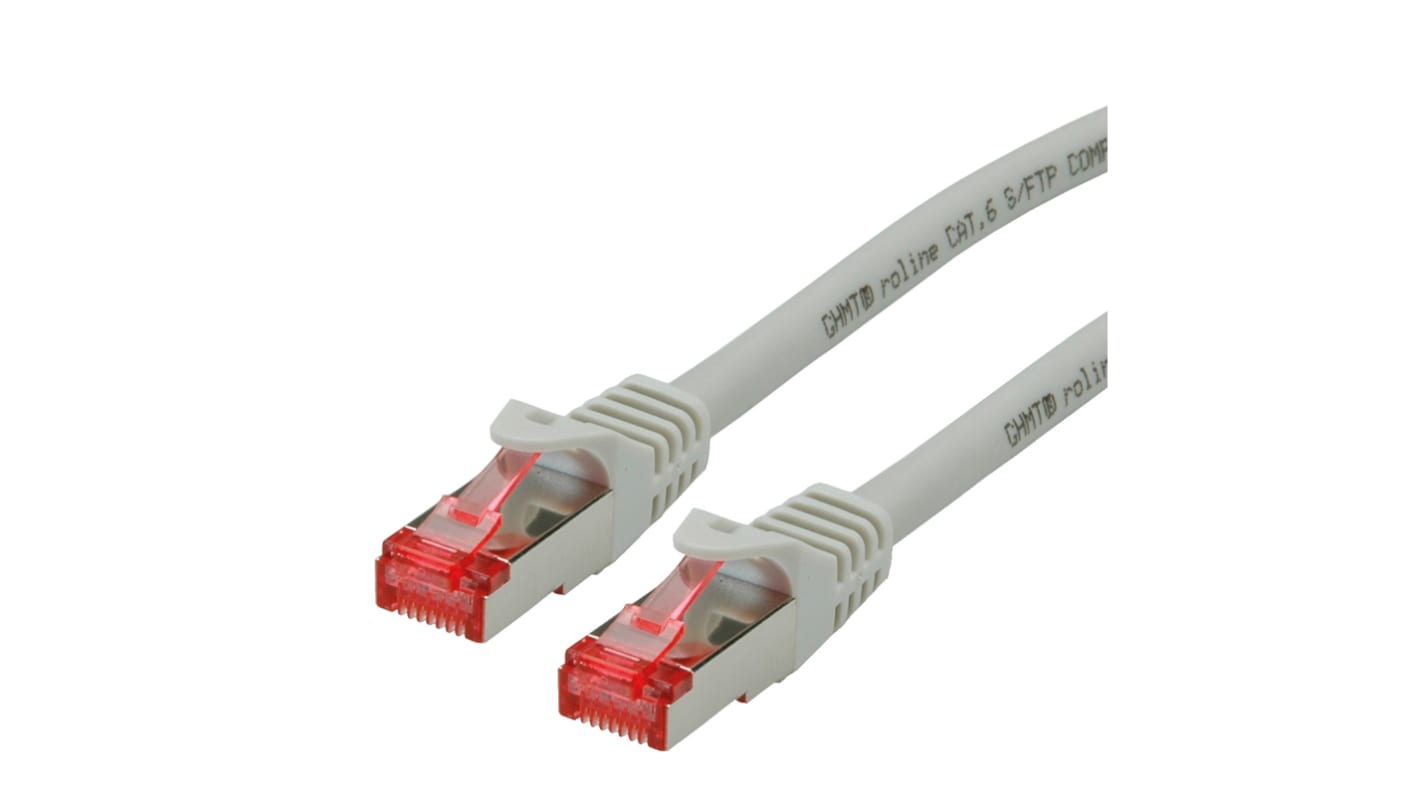 Roline Cat6a Straight Male RJ45 to Straight Male RJ45 Ethernet Cable, S/FTP, Grey LSZH Sheath, 1.5m