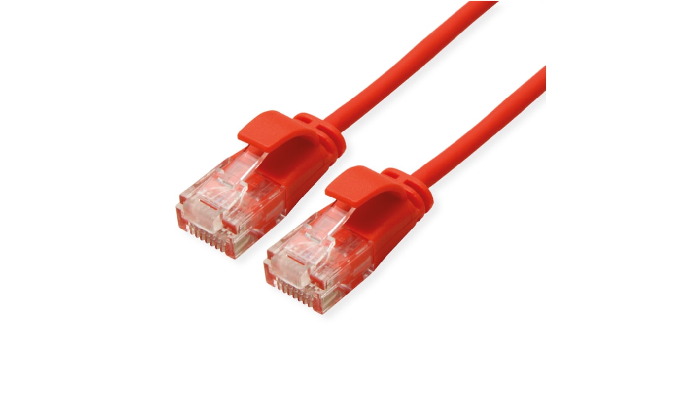 Roline Cat6a Straight Male RJ45 to Straight Male RJ45 Ethernet Cable, UTP, Red LSZH Sheath, 300mm