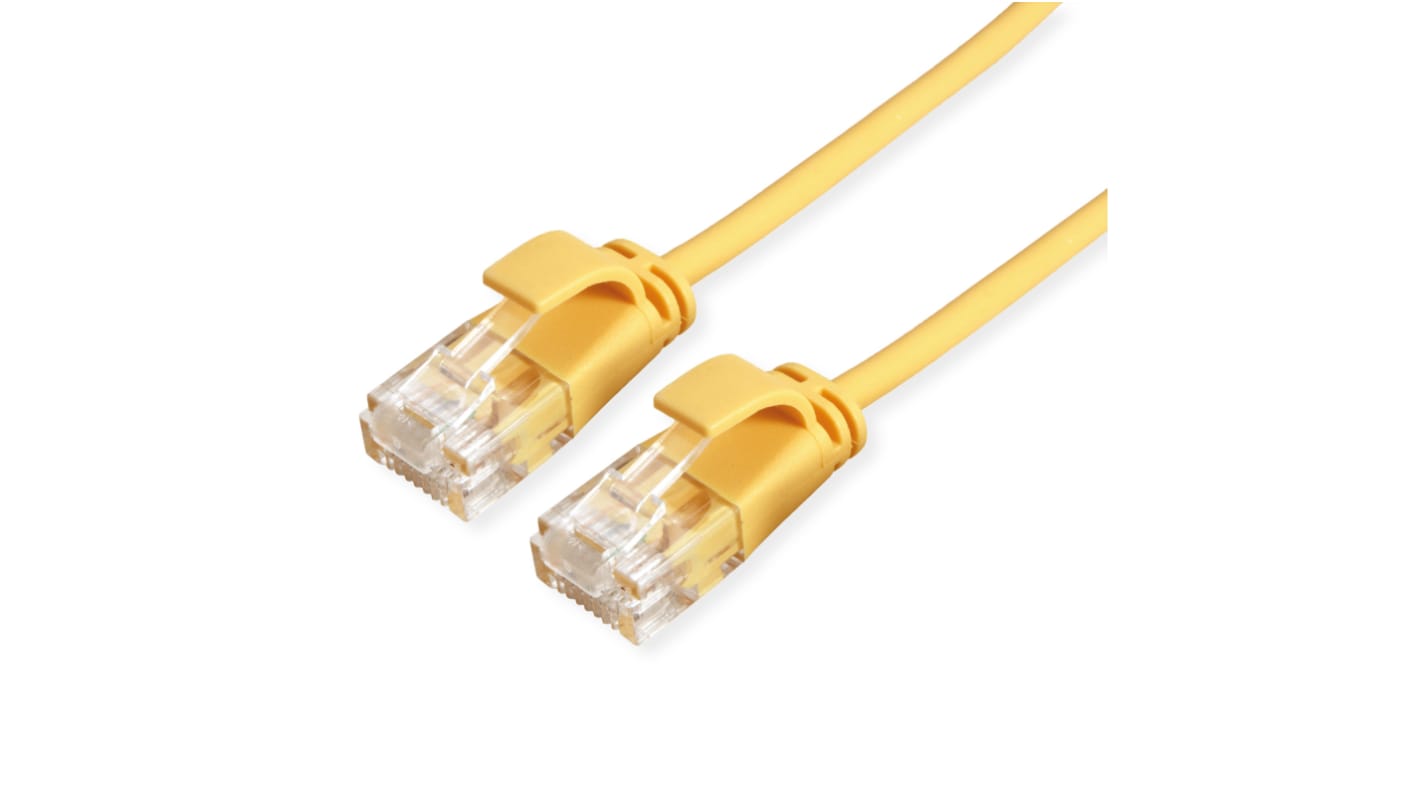 Cable Ethernet Cat6a UTP Roline de color Amarillo, long. 500mm, funda de LSZH