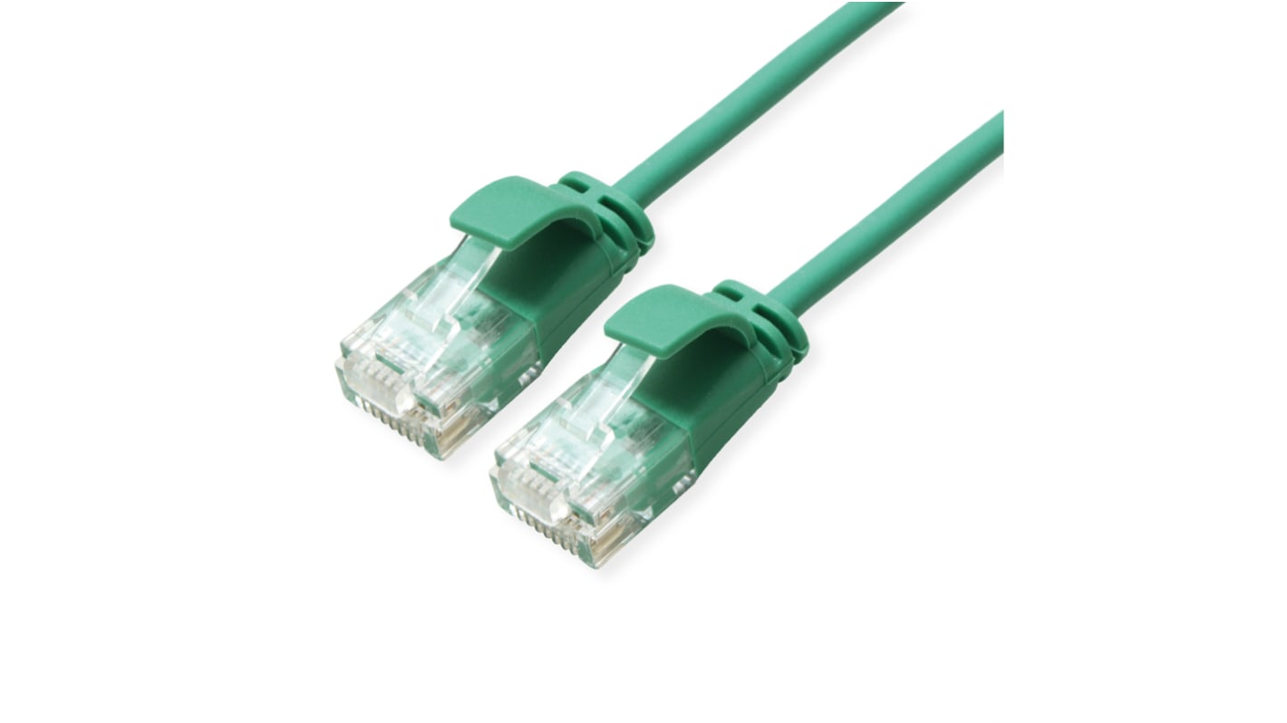 Roline Cat6a Straight Male RJ45 to Straight Male RJ45 Ethernet Cable, UTP, Green LSZH Sheath, 150mm