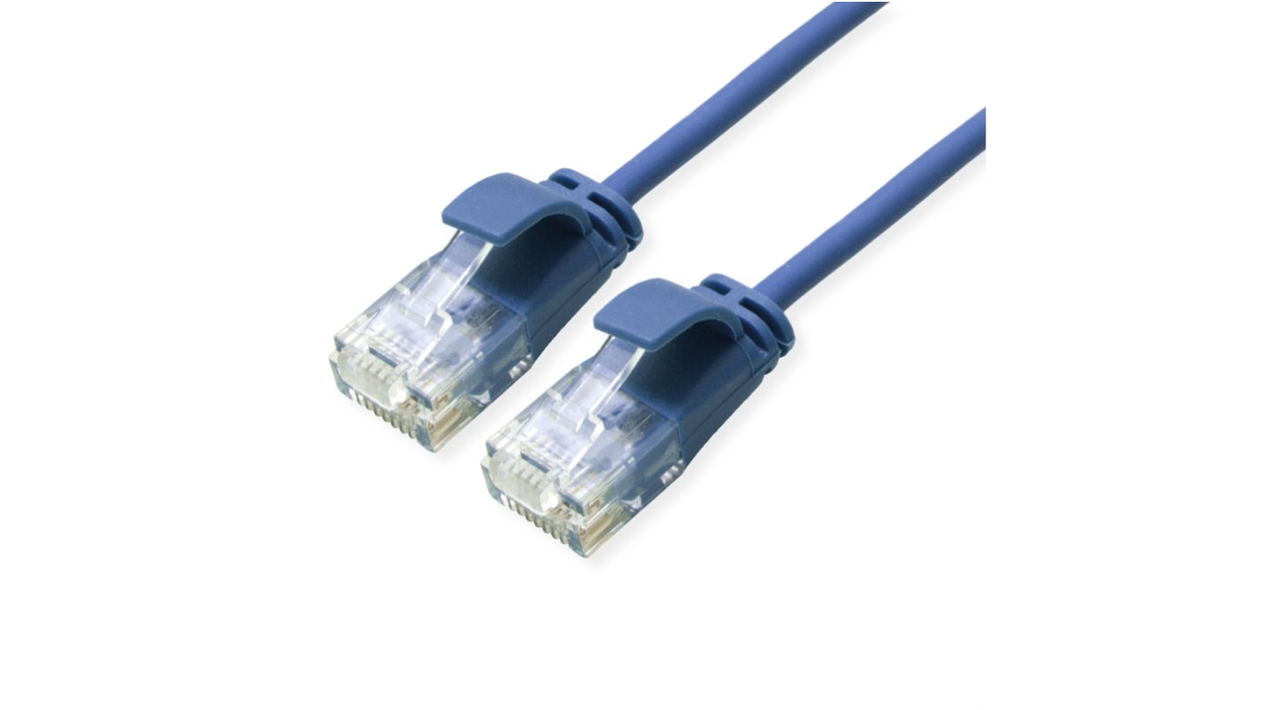 Roline Cat6a Straight Male RJ45 to Straight Male RJ45 Ethernet Cable, UTP, Blue LSZH Sheath, 150mm