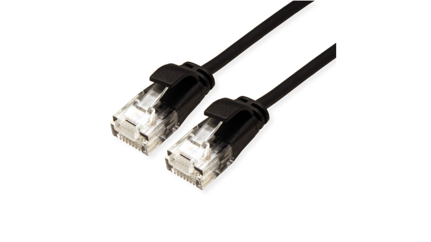 Roline Cat6a Straight Male RJ45 to Straight Male RJ45 Ethernet Cable, UTP, Black LSZH Sheath, 150mm