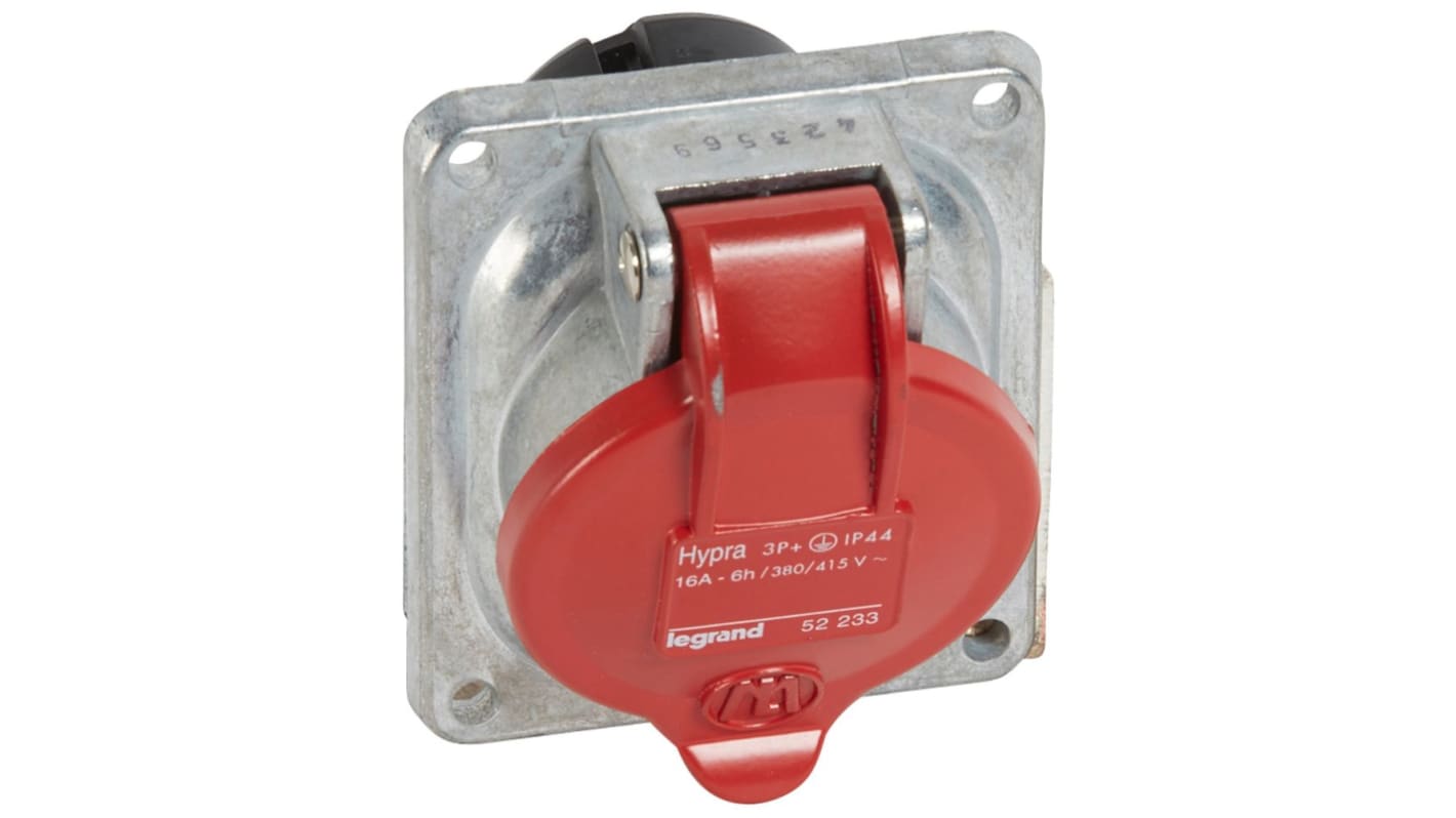 0 522 33 | Legrand, Hypra IP44 Red Surface Mount 3P+E Socket Socket ...