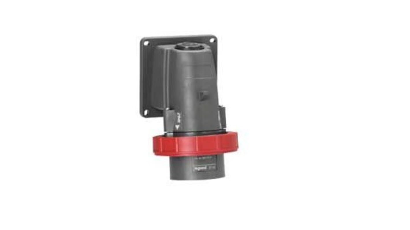 Conector hembra Macho, Formato 3P + N + E, Orientación En Ángulo, Hypra, Rojo, 415 V, 32A, IP67