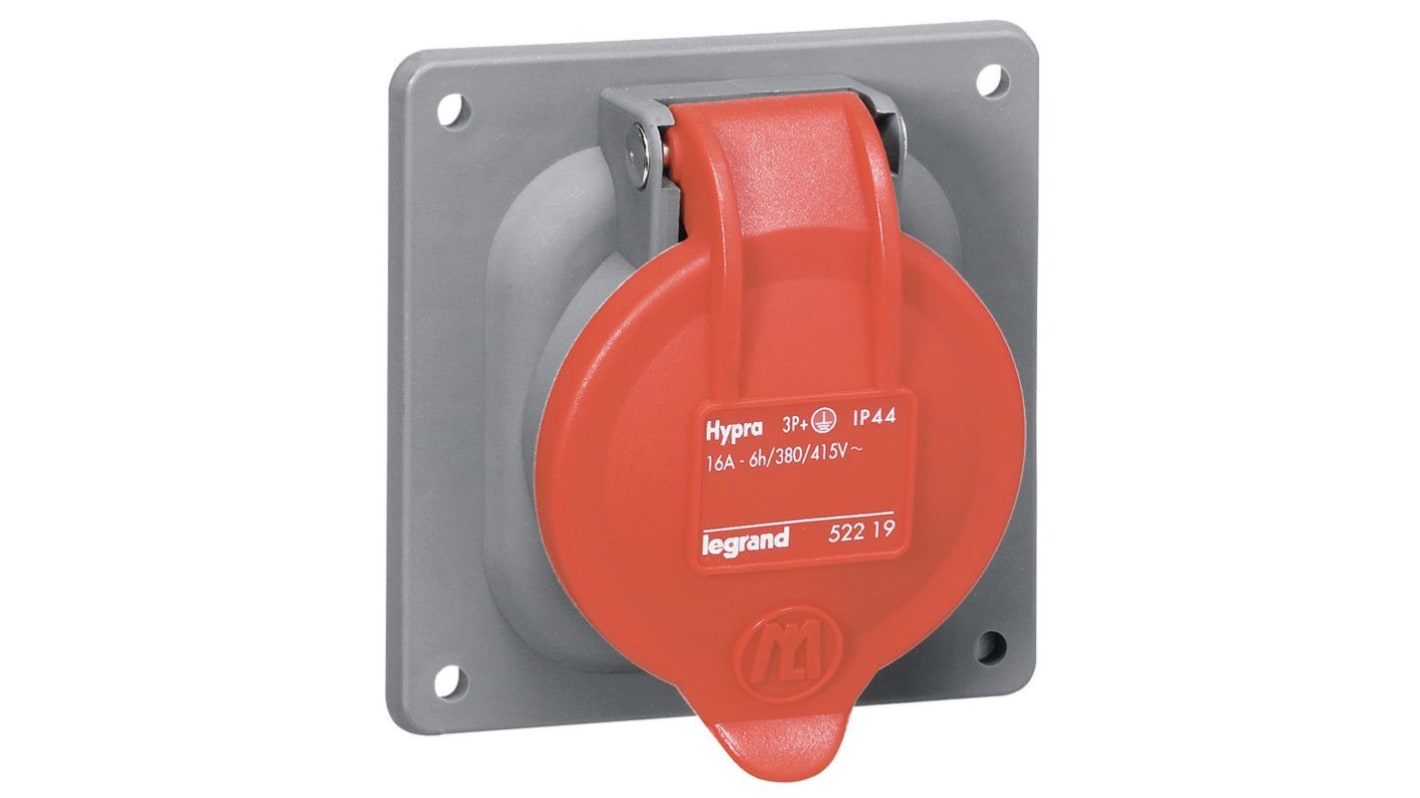 Legrand, Hypra IP44 Red 3P + N + E Industrial Power Plug, Rated At 63A, 415 V No