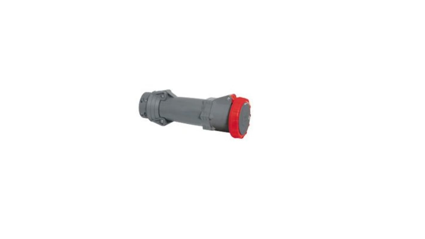 Conector de potencia industrial Hembra, Formato 3P + N + E, Hypra, Rojo, 415 V, 63A, IP67