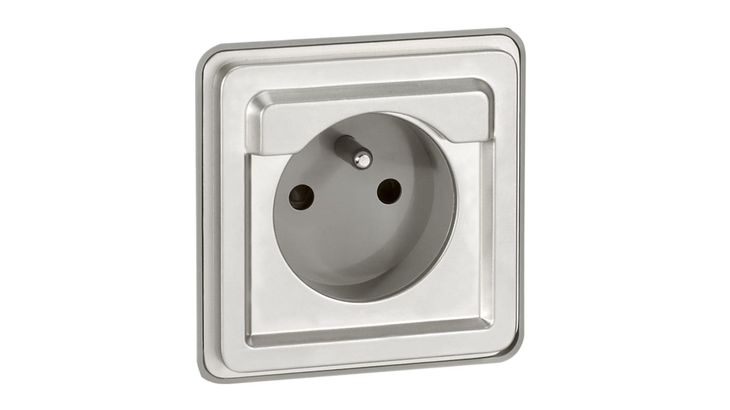 Legrand, Soliroc IP20 Brushed Chrome Standard 2P+E Socket Socket, Rated At 16A, 250 V No