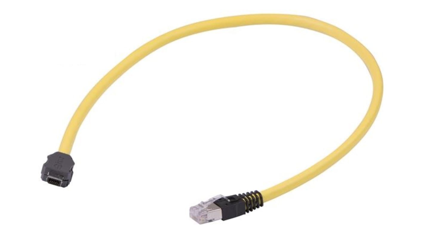 HARTING Cat6a Straight Male Type A Chinese Plug to Straight Male RJ45 Ethernet Cable, None, Yellow PVC Sheath, 1m