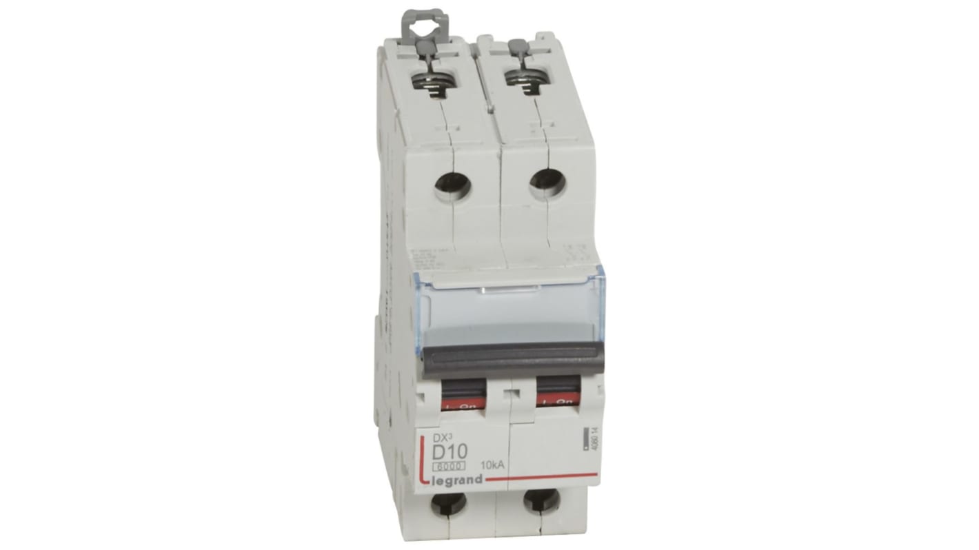 Legrand Circuit Breaker, 2P, 10A Curve D, 400V AC, 10 kA Breaking Capacity