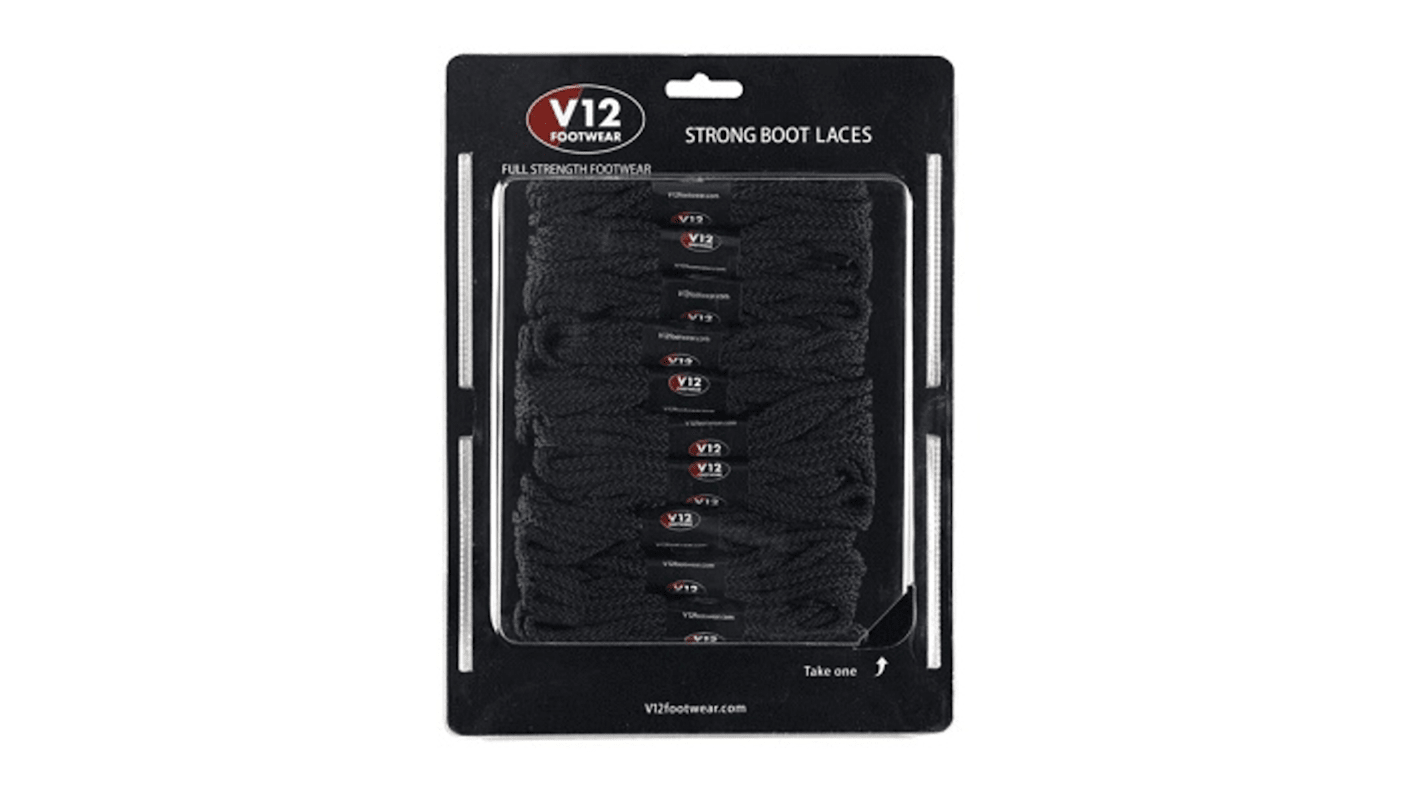 V12LCBR V12 Footwear Brown Polyester Shoe Laces, 1.4m RS