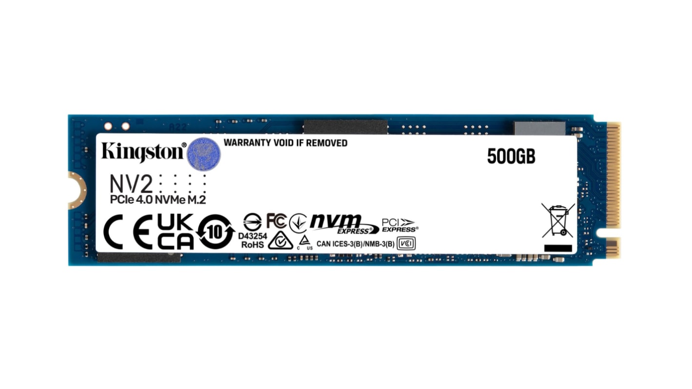 Kingston NV2, M.2 2280 Intern SSD PCIe Gen 4.0 x4 NVMe, 3D TLC, 500 GB, SSD