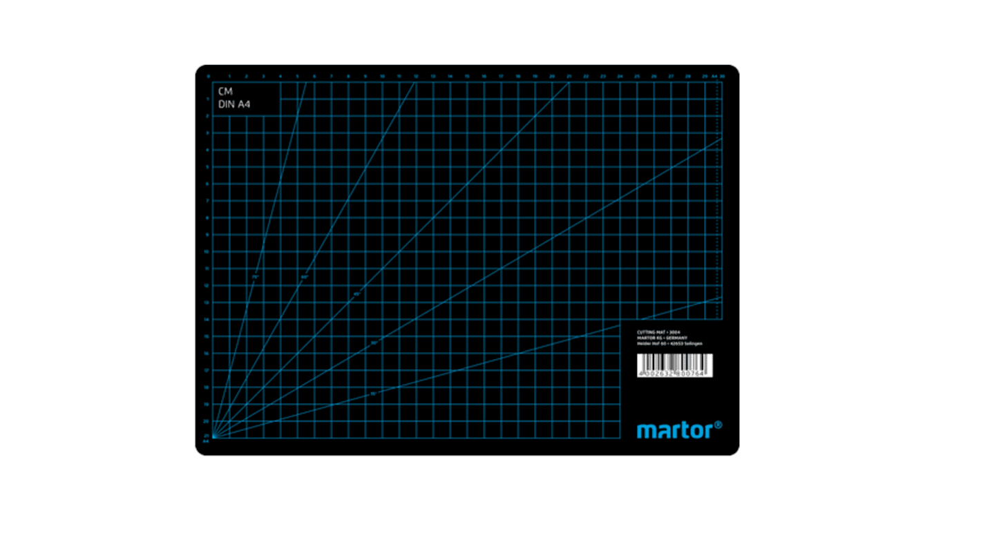 3004.06 MARTOR 10mm Black Cutting Mat, L320mm x W230mm RS