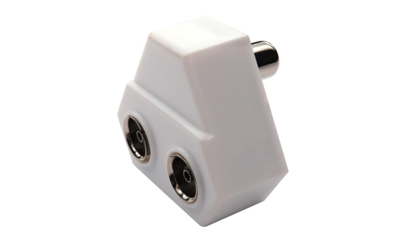RS PRO Right Angle RF Adapter TV RF Aerial Plug to 2 x TV RF Aerial
