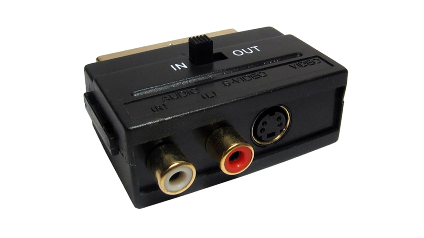 Adaptateur de connecteur A/V RS PRO Droit, SCART Mâle vers 2 x RCA & SVHS Femelle