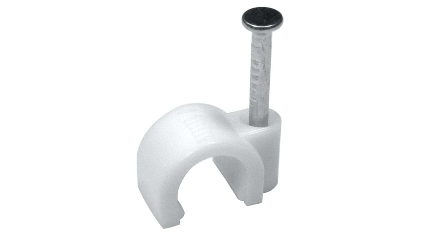 RS PRO White Polyethylene, Steel Clip, 10mm Max. Bundle