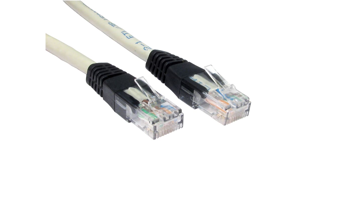 RS PRO Cat6 Straight Male RJ45 to Straight Male RJ45 Ethernet Cable, UTP, Grey PVC Sheath, 1m