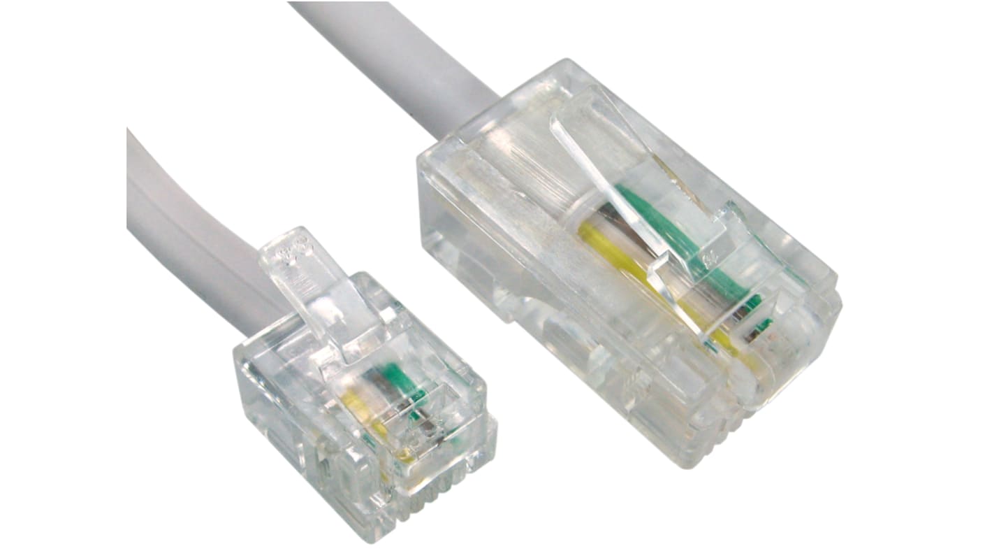 RS PRO Male RJ11 to Male RJ45 Telephone Cable, White Sheath